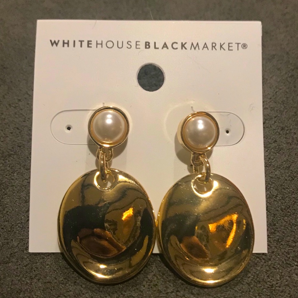 WHBM Pearl and Disk Earrings